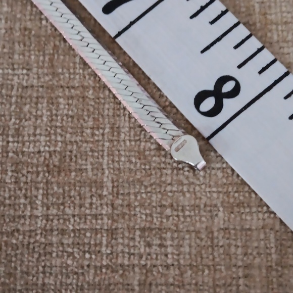 925 Italy Silver Flat Herringbone Snake Chain Bracelet - Picture 4 of 6